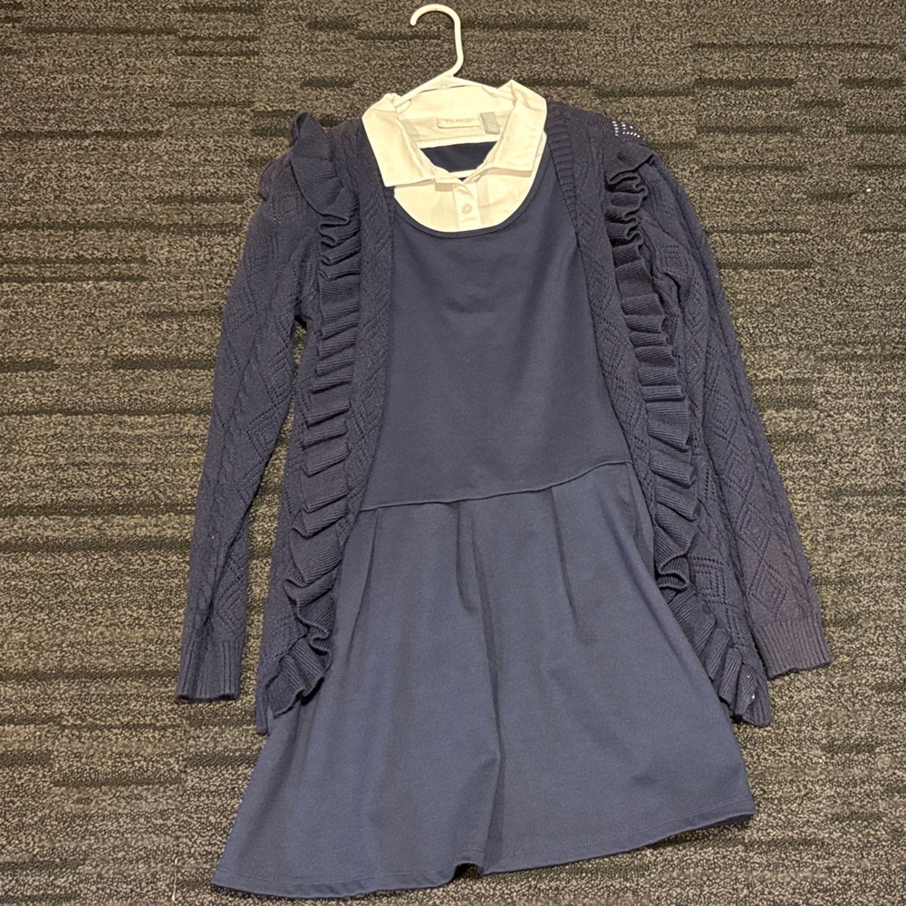 Place Navy Blue Dress with White Collar